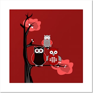 Red Owls Posters and Art